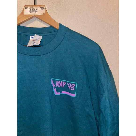 Vintage Montate State Shirt MAP Expect Things of Yourself Green Tee VTG 1998 XL - Picture 3 of 13
